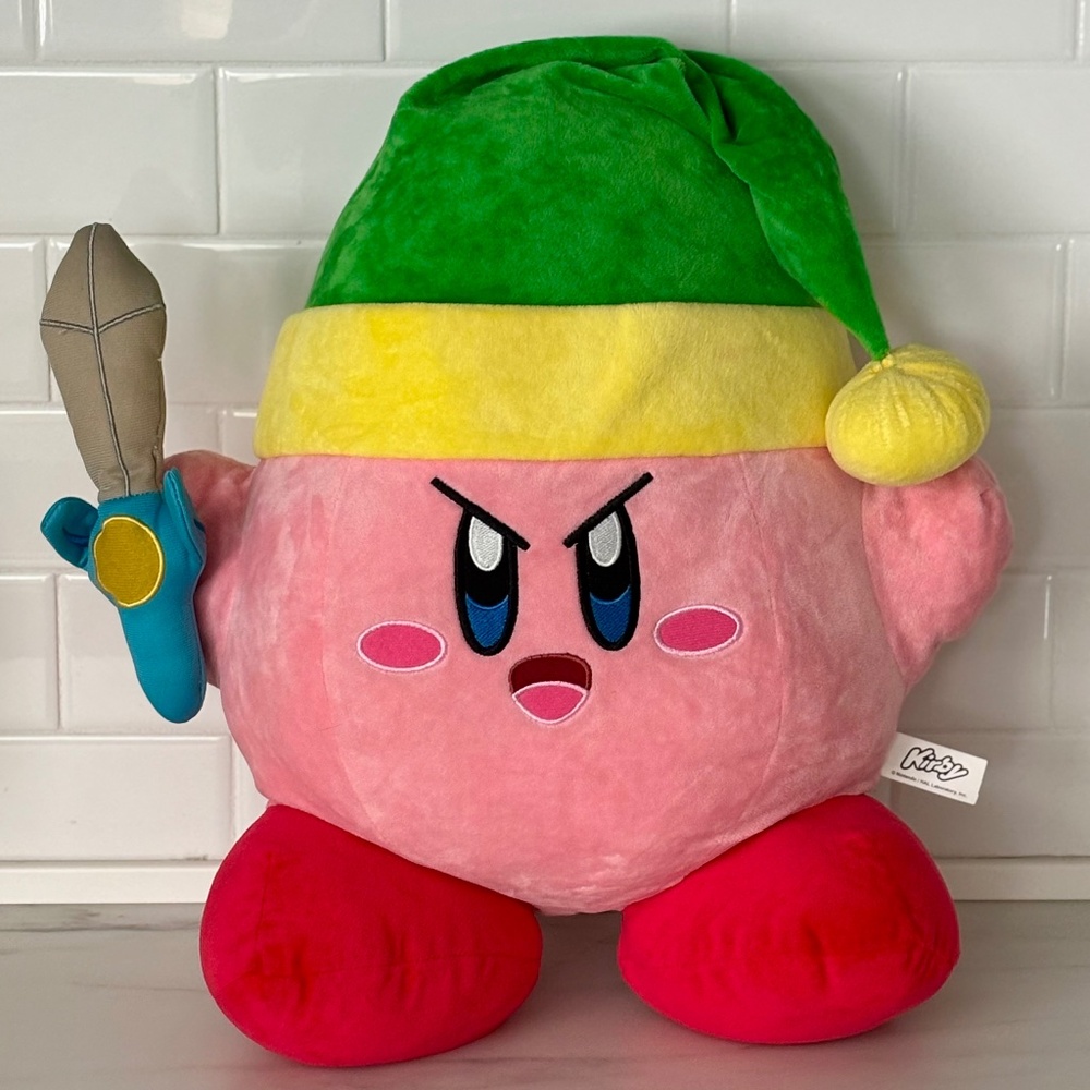 KIRBY with Sword JUMBO 17" Large Mega Plush Nintendo Link Stuffed Animal Toy
